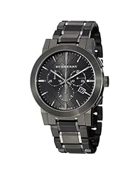 Burberry Womens BU9354 Large Check Gray Ion Plated Stainless Steel Watch
