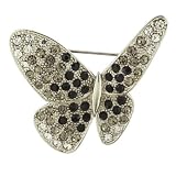 Silver Tone Rhinestone Covered Butterfly Animal Pin Brooch