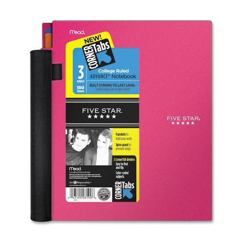MEAD Notebook, 3-Subject, College Ruled, 150 Sheets, 8-1/2 x 11 Inches, Assorted (MEA08190)