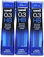 Strength & Deep & Smooth -Uni-ball Extra Fine Diamond Infused Pencil Leads, 0.3 Mm-hb-nano Dia 15 Leads X 3 Pack/total 45 Leads