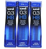 Strength & Deep & Smooth -Uni-ball Extra Fine Diamond Infused Pencil Leads, 0.3 Mm-hb-nano Dia 15 Leads X 3 Pack/total 45 Leads