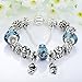 Bamoer 2015 Silver Mother and Children Hand-painted Flower Charm Glass Bead Bracelet
