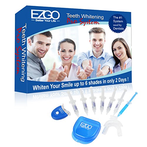 EZGO Home Professional Teeth Whitening Kit 6 XL Whitening Gel, Remineralization Gel with Light, Mouth Tray and Gel Applicator-Teeth Whitening Kit 60 Treatments, Great Gift Idea