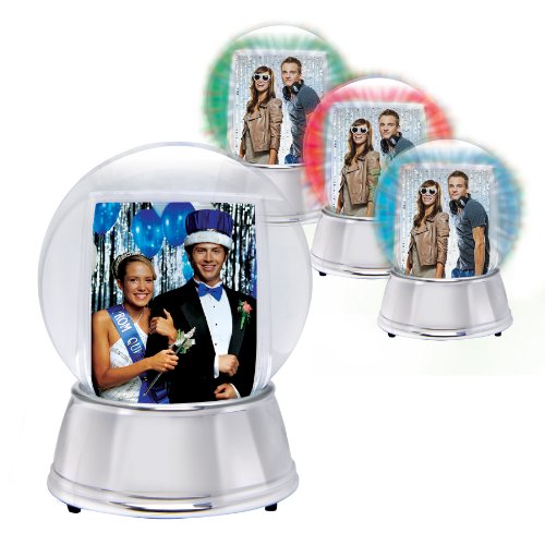 LED Light Up Photo Snow Globe (Silver, Large)