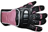 Womens Pink Mesh Leather Motorcycle Protector Gloves