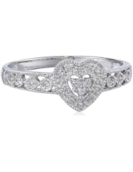 10k White Gold Diamond Heart Ring (0.04 cttw, I-J Color, I2-I3 Clarity)