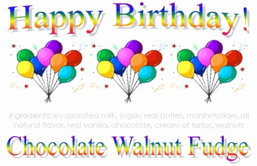 Birthday Balloons Chocolate Walnut Fudge Box by Exquisite Fine Candy & Gifts