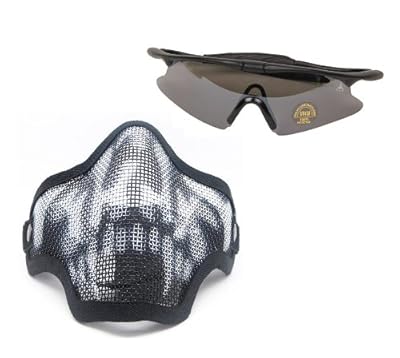 スカルペイント ハーフメッシュ フェイスガード + ゴーグル【サバゲ装備】NAVY SEALs スタイル