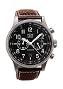 Davis - 1021 - Montre Mixte Acier - Quartz Analogique - Chronographe - Bracelet Cuir Marron