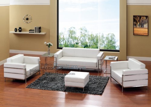 Modern White Leather Living Room/Sleeper set 