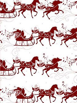Holiday Paper- Metallic Red Sleigh & Horses on 