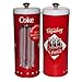 Coca-Cola Collectible Tin Straw Holder with 50 Straws