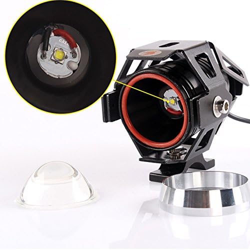 125w 2 Color Waterproof Motorcycle LED Headlight 3000lmw Cree U5 Motorbike LED Driving Fog Spot Head Light Lamp w/ Switch (Black)