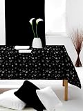 NAPPE RECT. 140x240 cm ICE NOIR Organza imprimé argent