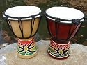 2 for 1 Djembe Drum Bongos 8" Tall X 5-6" Wide with RASTA Design Colors. Great kids set.
