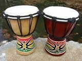 2 for 1 Djembe Drum Bongos 8 Tall X 5-6 Wide with RASTA Design Colors. Great kids set.