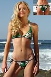 Connected Halter Top & Brazilian Tie (Green Flower Print) Bikini