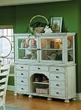 Weathered Cottage Style Antique White China Cabinet / Buffet Hutch