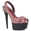 Penthouse Shoes Women's PH609-PEGGY 6" Stiletto W 2" Platform. Gingham &Lace Peep-Toe Slingback