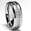 7MM Men's Eternity Titanium Ring Wedding Band with CZ Size T 1/2