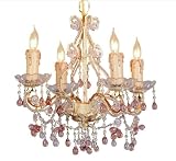 Crystorama 4504-CM Paris Flea Market 4 Light Mini Chandelier in Champagne with Rosa Murano Glass crystal