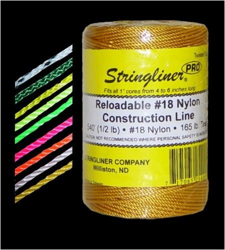 Stringliner 35412 540' Twisted Fluorescent Yellow 1/2 lb. Roll Replacement #18 Masons Line