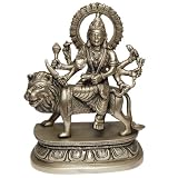 India Statue Hindu Goddess Durga Sitting on Lion 6 x 2.75 x 5 inches
