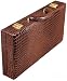 Genuine Brown Leather Poker Chip Case with Alligator Textures - Holds 300 chips