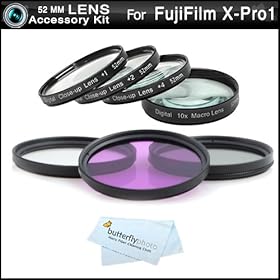 Vivitar 52mm Filter Kit Bundle For Fuji Fujifilm X-Pro 1 Digital Camera That Use (18mm f/2.0 XF R, 35mm F/1.4 XF R) Lenses Includes 52mm Multi-Coated 3 PC Filter Kit (UV, CPL, FLD) + Close Up Kit +1 +2 +4 +10 + MicroFiber Cleaning Cloth