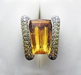 18k White Gold Citrine, Sapphire and Diamond Palmiero Jewellery Design Ring