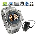 BestSoBuy W968 Watch Mobile Phone Spy Camera Quad Band Touch Screen   Bluetooth Stainless Steel Unlocked