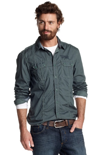 edc by ESPRIT Herren Freizeithemd, gestreift 012CC2F008, Gr. 58 (XXL), Gr&uuml;n (steel green 3 Preisvergleich