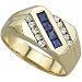 14kt Yellow Gold Angle Way Blue Sapphire and Diamond Men's Ring