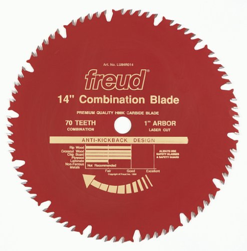 Freud LU84R014 14-Inch 70 Tooth ATBF Combination Saw Blade with 1-Inch Arbor and PermaShield Coating Freud LU84R014 14-Inch 70 Tooth ATBF Combination Saw Blade with 1-Inch Arbor and PermaShield Coating