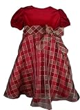 Rare Editions Infant Toddler Girls Red/Gold Plaid Velvet Holiday Christmas Party Dress