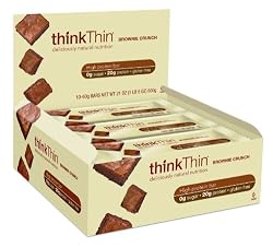 thinkThin Protein Bar, Brownie Crunch, Gluten Free, 2.1-Ounce Bars (Pack of 10)