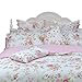 FADFAY Rose Floral Duvet Cover Set Pink Grid Cotton Girls Bedding with Hidden Zipper Closure 3 Pieces, 1duvet Cover & 2pillowcases,Twin Size