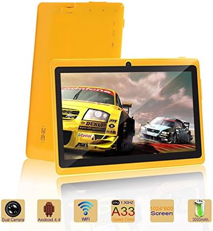 iRulu 4Th Generation Q8 7" Tablet - Quad Core 1024*600 Resolution Android 4.4 OS, 0.3MP/2.0MP Dual Camera 512MB-RAM/8GB-ROM ( Yellow )