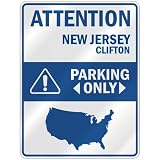 ATTENTION  CLIFTON PARKING ONLY  PARKING SIGN USA CITY NEW JERSEY