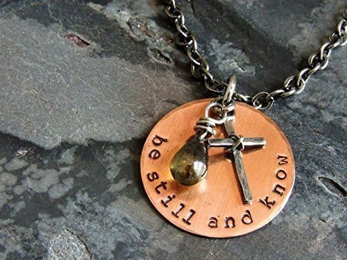 Be Still and Know Copper Christian Cross Necklace