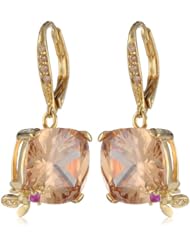 CZ by Kenneth Jay Lane "Iconic Collection" 12 cttw Cubic Zirconia Cushion with Bee Drop Earrings