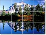 IMAGE OF Lake Picture Ceramic Tile Mural L016. 17x25.5 inches using (24) 4.25x4.25 ceramic tiles.