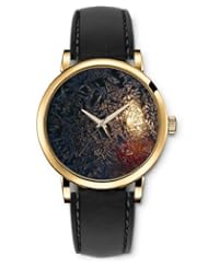 SPRAWL Aanalog Fashion Series Gold Ladies Watches of Genuine Black Leather Strap,Unique Wrist Watch for Women Girls Designed with Floor scraping shadow of a candle