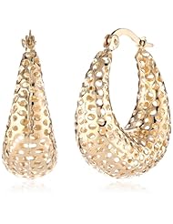 Duragold 14k Yellow Gold Mesh Diamond-Cut Hoop Earrings