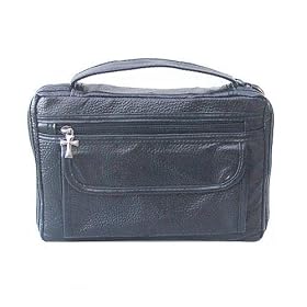 Embassy Embossed Genuine Leather Book or Bible Cover - Black