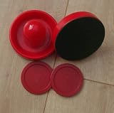 Air Hockey Arcade Quality - 2 x 50mm Pucks and 2 x 75mm Pusher Handles Red