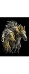 Gold Foil Engraving Art Horses