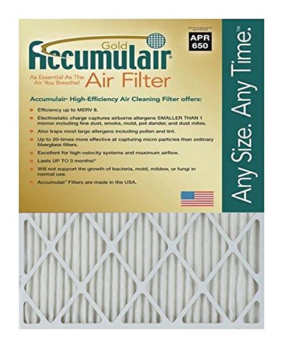 Accumulair® Gold 17x22x1 (16.5x21.5) MERV 8 Air Filter/Furnace Filters (4 pack)