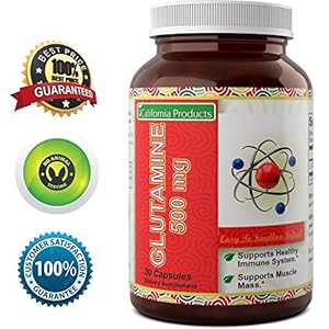 Best L Glutamine 500mg Capsules for Women and Men - Natural Amino Acid Supplement for Joint Pain - Dietary Pill to Improve Immune Health - Muscle Repair Supplement - by California Products