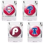 MLB Philadelphia Phillies Four Piece Square Shot Glass Set (Individual Logos)